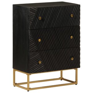 vidaXL Commode noir 55x30x76 cm bois massif de manguier et fer