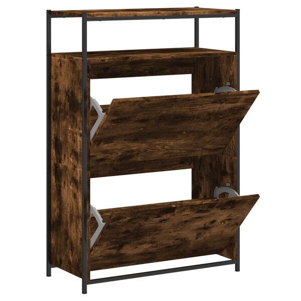 vidaXL Armoire à chaussures chêne fumé 75x34x112 cm bois d'ingénierie