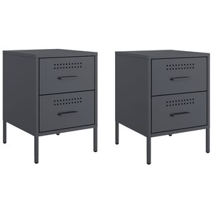 vidaXL Tables de chevet 2 Pièces anthracite 36x39x50 5 cm acier