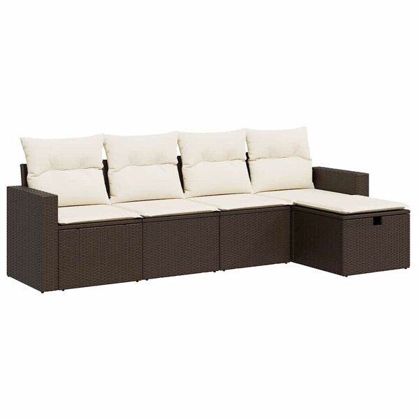 vidaXL Salon de jardin avec coussins 5 Pièces marron résine tressée
