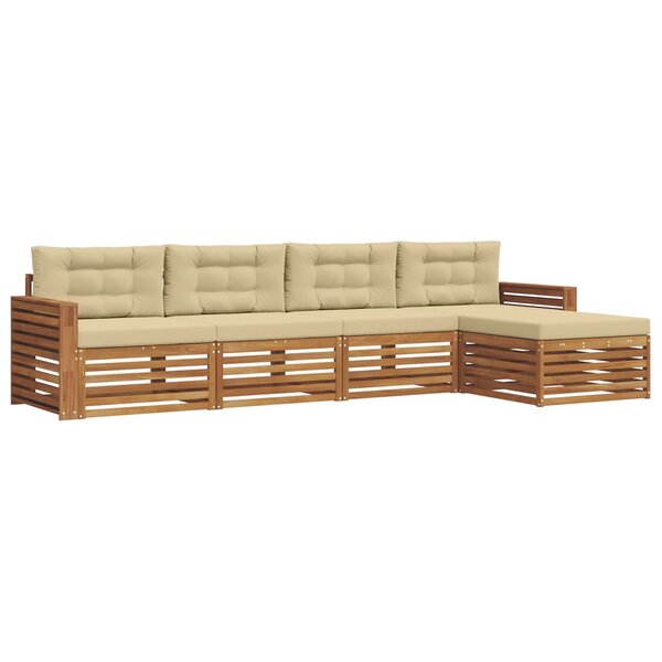 vidaXL Ensemble de canapés d'extérieur 5 Pièces Naturel et Beige