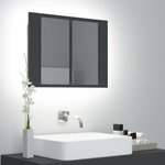 vidaXL Armoire de salle de bain à miroir LED Gris 60x12x45 Acrylique