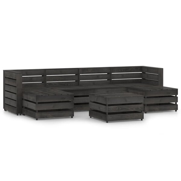 vidaXL Salon de jardin 7 Pièces Bois de pin imprégné de gris