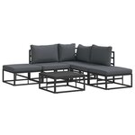 vidaXL Ensemble de canapé de jardin avec coussin 6 Pièces Noir Aluminium