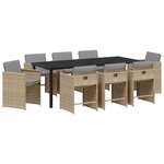 vidaXL Ensemble de salle à manger pour jardin 9 Pièces Beige polyrotin
