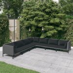 vidaXL Salon de jardin 7 Pièces avec coussins Résine tressée Gris foncé