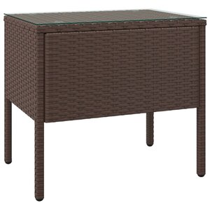 vidaXL Table d'appoint marron 53x37x48 cm poly rotin et verre trempé