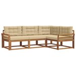 vidaXL Ensemble de canapés d'extérieur 4 pc Naturel et Beige