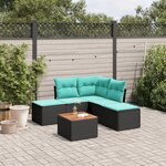 vidaXL Salon de jardin 6 Pièces avec coussins noir résine tressée
