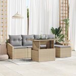 vidaXL Ensemble de canapé de jardin 6 Pièces Beige  Gris clair