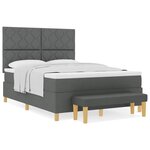 vidaXL Lit à ressorts avec matelas Gris foncé 160 x 200 cm tissu