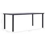 vidaXL Table à manger Noir et gris béton 200x100x75 cm MDF