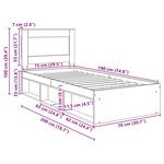 vidaXL Cadre de lit avec tête de lit Blanc 75 x 190 cm Pin massif