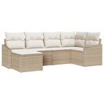 vidaXL Ensemble de canapé de jardin 6 Pièces Beige Poly rotin