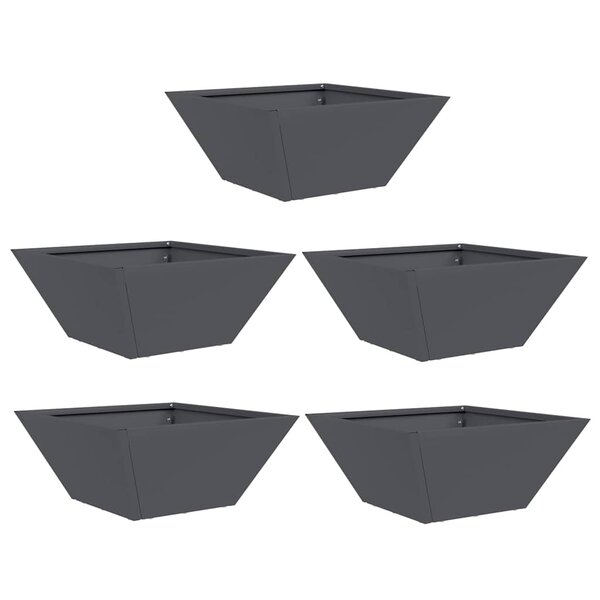 vidaXL Pot de jardin en forme de bol 5 Pièces Anthracite 35 x 35 x 15 cm
