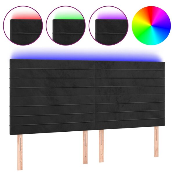 vidaXL Tête de lit à LED Noir 200x5x118/128 cm Velours