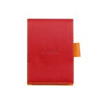 Rhodia : porte-bloc simili cuir 8.4 x 11.5 cm+ bloc n°11 - coquelicot