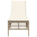 vidaXL Chaise longue avec coussin beige résine tressée