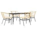 vidaXL Ensemble à manger jardin coussins 5Pièces marron poly rotin verre