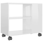 vidaXL Table d'appoint Blanc brillant 70x35x55 cm Bois d'ingénierie