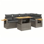 vidaXL Salon de jardin 6 Pièces avec coussins gris résine tressée