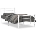 vidaXL Cadre de lit métal sans matelas avec pied de lit blanc 90x190cm