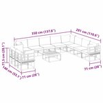 Ensemble de canapé de jardin avec coussin 11 Pièces Noir Aluminium