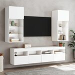 vidaXL Meubles TV muraux avec lumières LED 2 Pièces blanc 40x30x40 cm