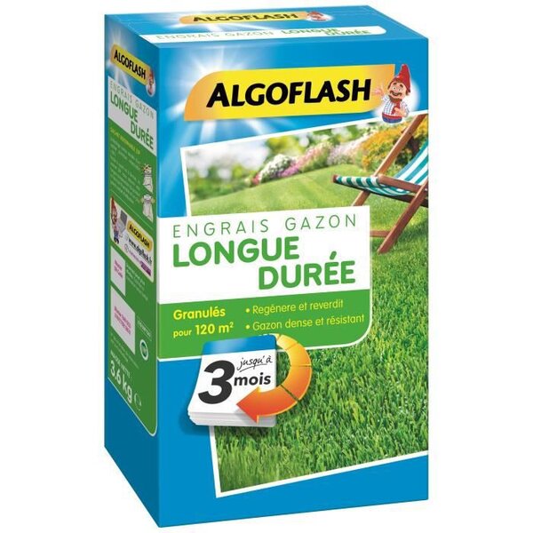 ALGOFLASH Engrais Gazon Longue durée 3 mois - 3,6kg