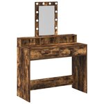 Coiffeuse vidaXL avec lumières LED Chêne fumé 100x41x140 cm