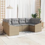 vidaXL Ensemble de canapé de jardin 6 Pièces Beige Poly rotin