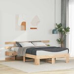 vidaXL Cadre de lit Marron 135 x 190 cm Pin massif et pin massif