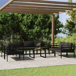 vidaXL Salon de jardin 8 Pièces avec coussins Aluminium Anthracite