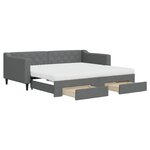 vidaXL Lit de jour avec gigogne et tiroirs gris foncé 90x190 cm tissu