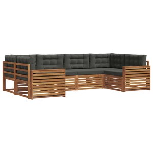 vidaXL Ensemble de canapés d'extérieur 6 pc Naturel et Anthracite