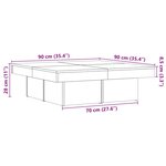vidaXL Table basse chêne artisanal 90x90x28 cm bois d'ingénierie