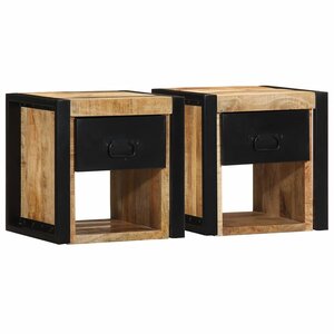 vidaXL Tables de chevet 2 Pièces 40x35x40 cm bois de manguier massif brut