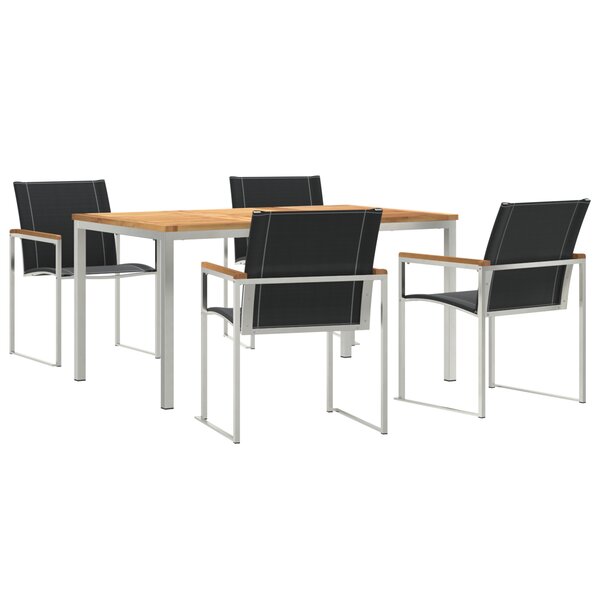 vidaXL Ensemble de jardin 5 pièces en acacia et acier inoxydable