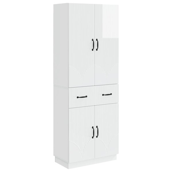 vidaXL Ensemble de Meubles 2 Pièces Blanc brillant Bois d'ingénierie