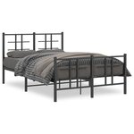 vidaXL Cadre de lit métal sans matelas avec pied de lit noir 120x200cm
