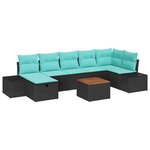 vidaXL Ensemble de canapé de jardin avec coussin 8 Pièces Noir polyrotin