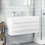 vidaXL Armoire lavabo de salle de bain avec bassin intégré blanc