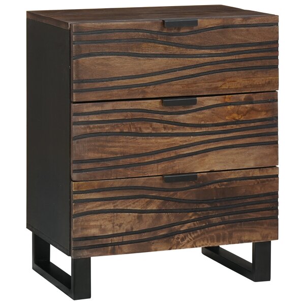 vidaXL Cabinet de chevet 50x33x60 cm en bois massif de manguier et bois aggloméré