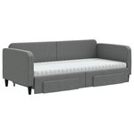 vidaXL Lit de jour avec gigogne et tiroirs gris foncé 90x190 cm tissu