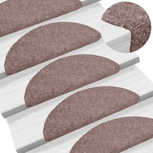 vidaXL Tapis d'escalier auto-adhésifs 5 pièces 56 x 17 x 3 cm Marron clair Demi-rond