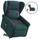 vidaXL Fauteuil inclinable de massage électrique Vert foncé Tissu