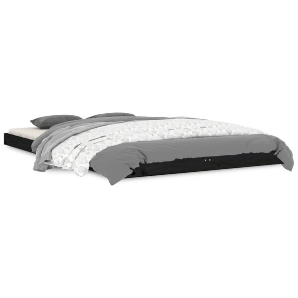 vidaXL Cadre de lit noir 120x190 cm petit double bois massif de pin
