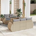 vidaXL Salon de jardin avec coussins 6 Pièces beige résine tressée
