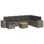 vidaXL Salon de jardin 9 Pièces avec coussins gris résine tressée