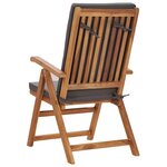 vidaXL Chaises inclinables lot de 2 avec coussins Teck solide Gris